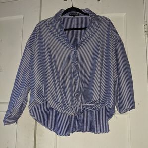 Blue and White Button Up